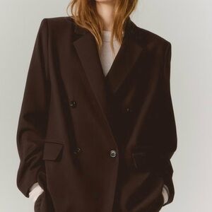 H&M Dark Brown Double-Breasted Women's Blazer
